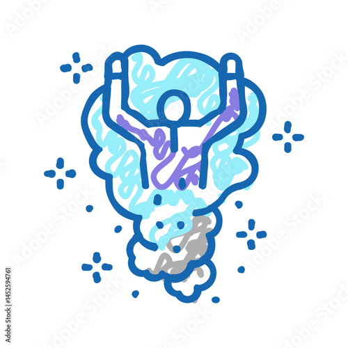 illusionist performing magic icon doodle illustration