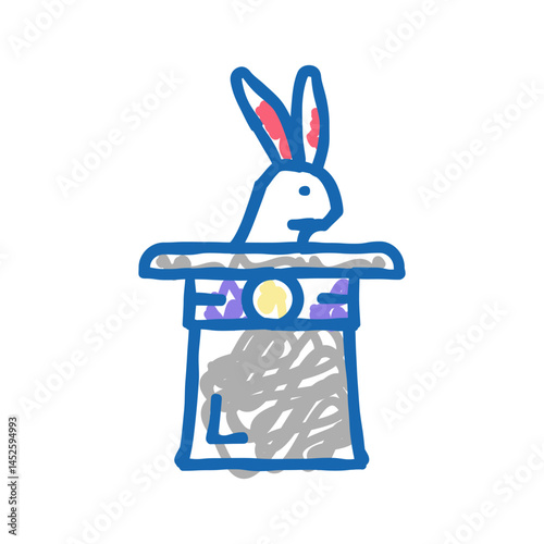 rabbit in hat icon doodle illustration
