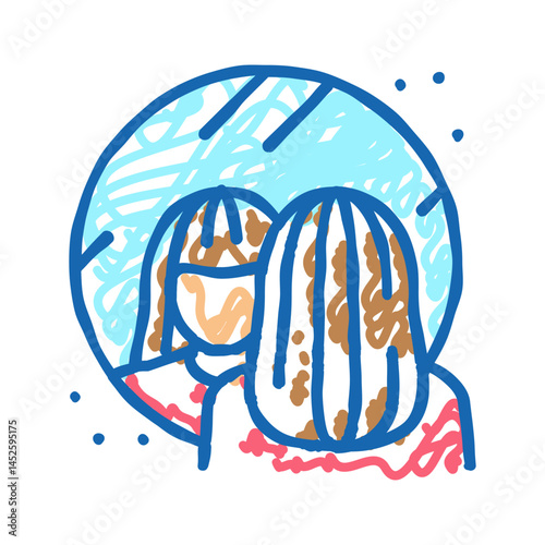 face reflection in mirror icon doodle illustration