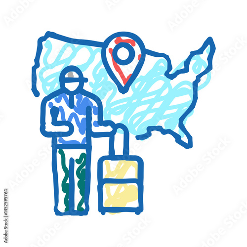 american tourism icon doodle illustration