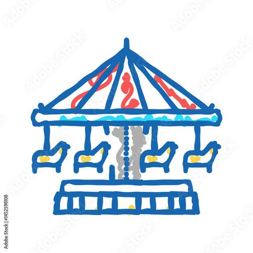 carousel amusement park icon doodle illustration