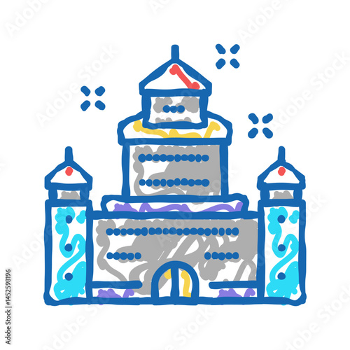 carnival castle amusement park icon doodle illustration