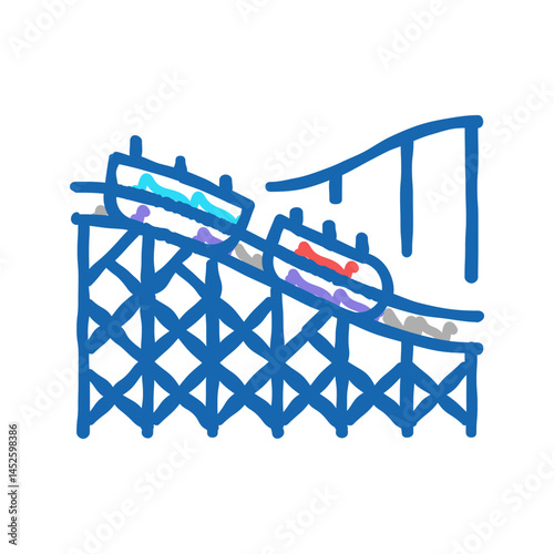 rollercoaster amusement park icon doodle illustration