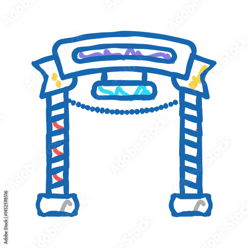 entrance in amusement park icon doodle illustration