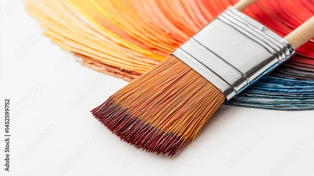 Fototapeta premium Colorful paint brush and swirls