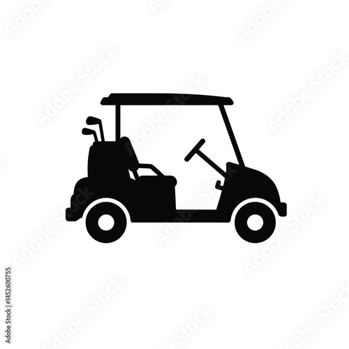 Golf cart vector silhouette, black golf car icon vector