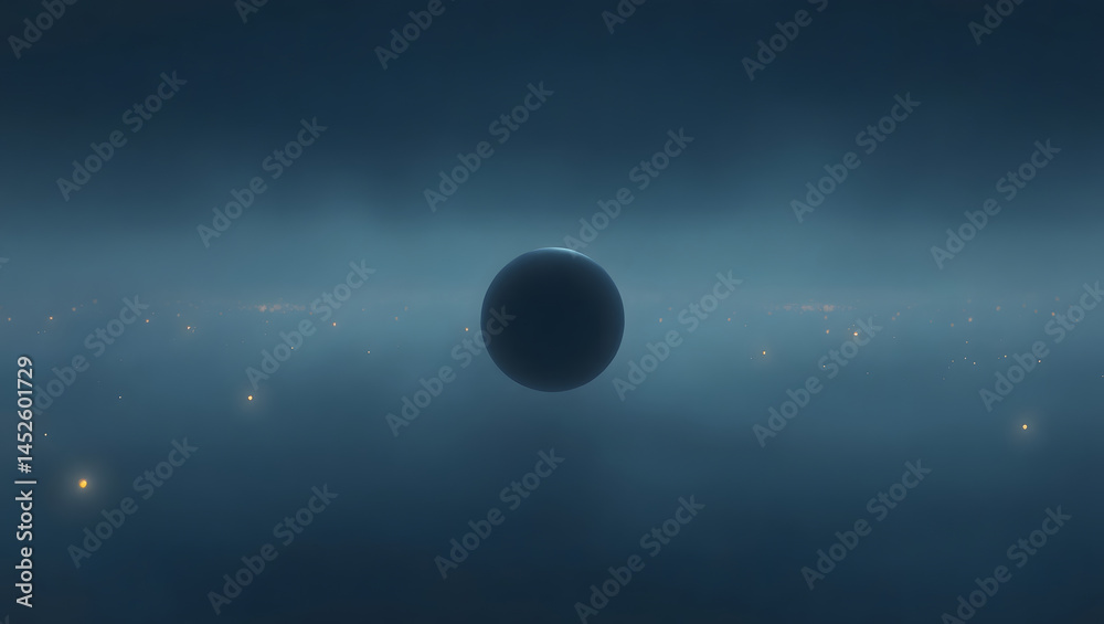 Abstract Illustration Cosmic Loneliness, Dark Planet in Nebula