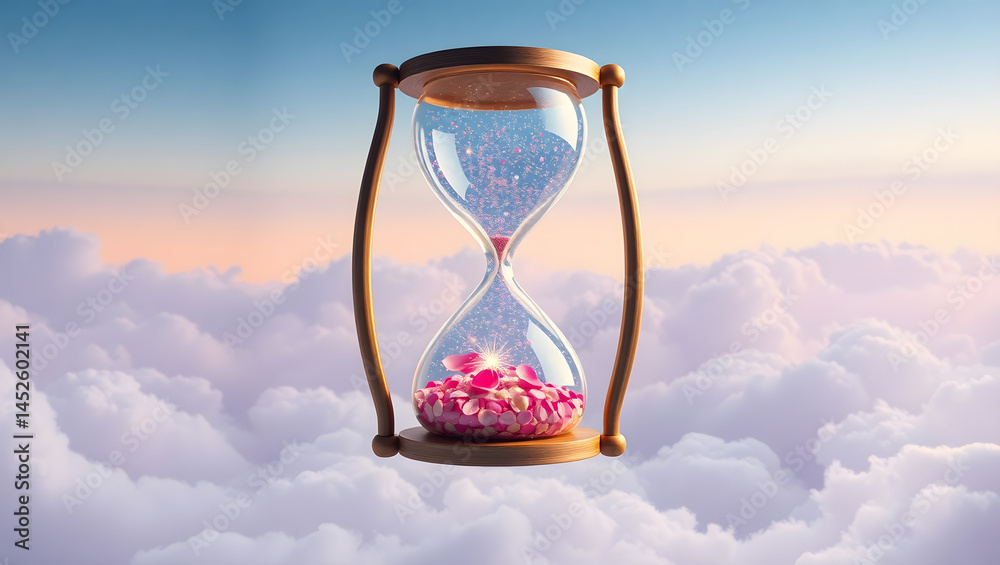 Giant Floating Hourglass of Time Surreal Celestial Artwork