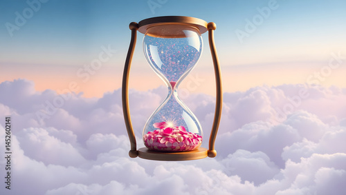 Giant Floating Hourglass of Time Surreal Celestial Artwork