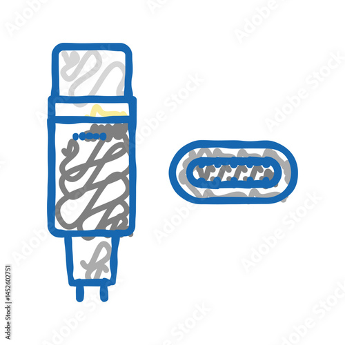 usb type c icon doodle illustration