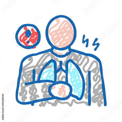 chest pain symptom mesothelioma icon doodle illustration
