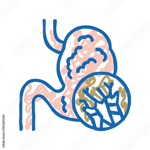 abdominal swelling mesothelioma icon doodle illustration