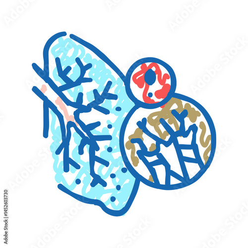 lung with asbestos icon doodle illustration