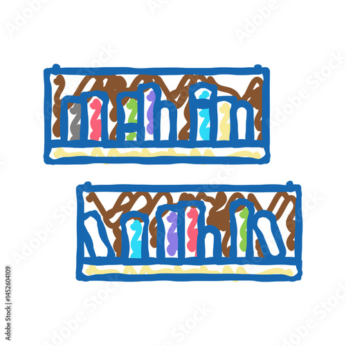 bookshelf furniture icon doodle illustration
