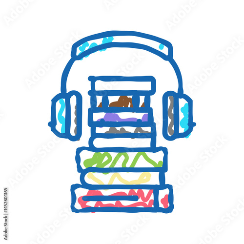 audiobook for listen icon doodle illustration