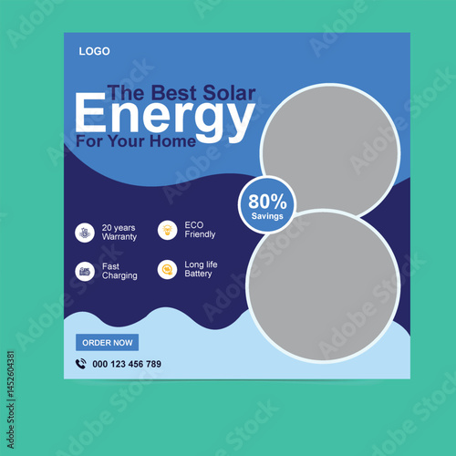 Green Solar Energy Social Media Post Design – Eco-Friendly Renewable Power