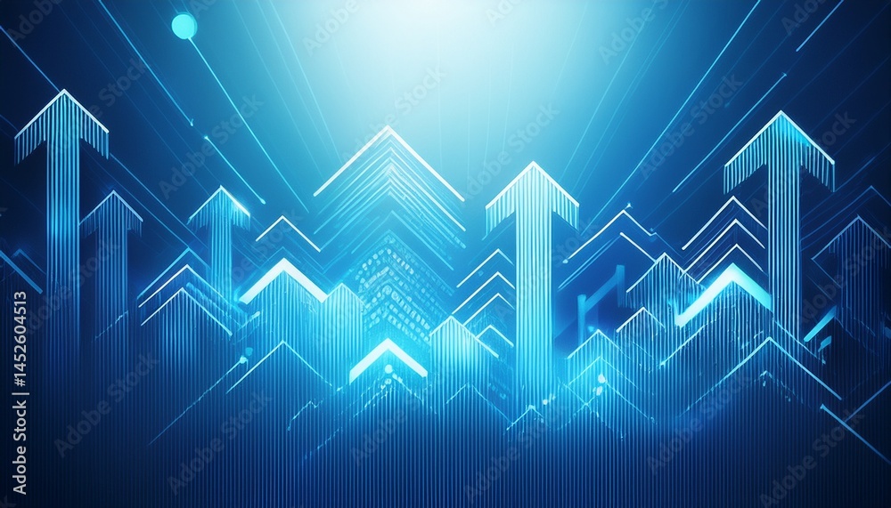 Naklejka premium a concept of digital traffic or exchange a business growth blue background with arrows