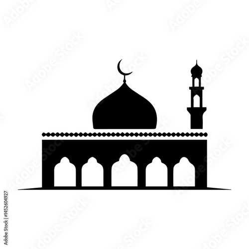 black minimal A beautiful mosque icon  vector on white background