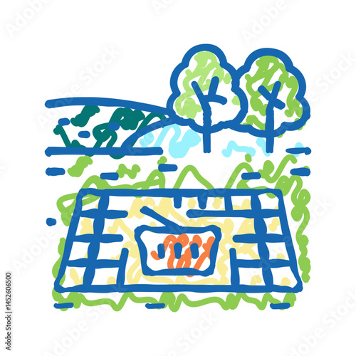 picnic park icon doodle illustration