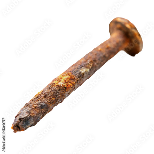 old rusty nail isolated on white