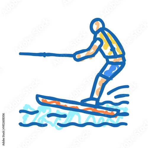water skiing icon doodle illustration