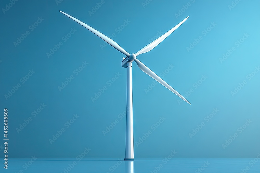 A wind turbine on a blue surface, illuminated from the top right. Clean energy A wind turbine on a blue surface, illuminated from the top right. Clean energy