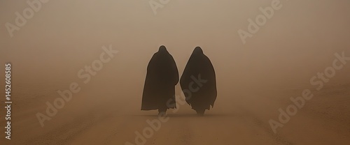Wallpaper Mural Two figures shrouded in desert sandstorm Torontodigital.ca