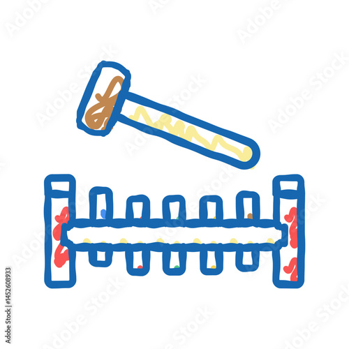pounding bench icon doodle illustration