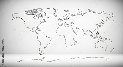 Fototapeta Naklejka Na Ścianę i Meble -  Detailed Hand-Drawn World Map A Meticulously Crafted Illustration of Global Geography