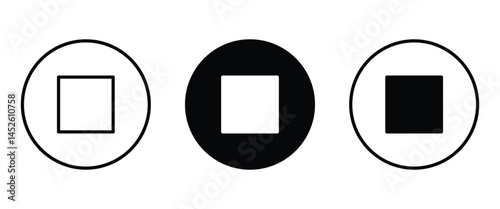 Clean media stop icon for user interfaces, music players, video platforms, and playback controls.
