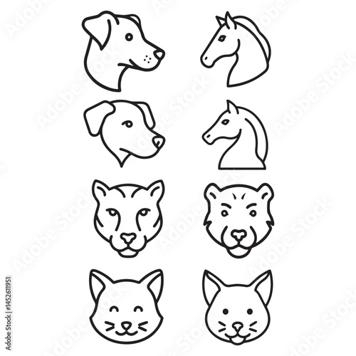 Set of animal head art design 