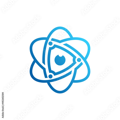 Modern Blue Abstract Atom Shield Security Logo