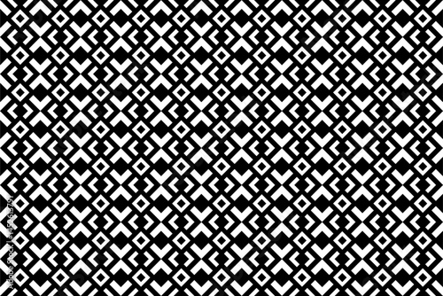 Abstract seamless geometric pattern with squares and rhombuses. Black and white repeating decorative pattern design.