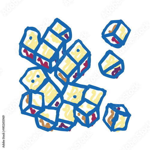 cubes cut eggplant icon doodle illustration