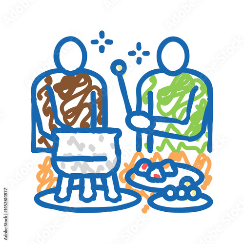 party fondue icon doodle illustration