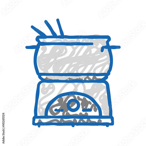 steel fondue pot icon doodle illustration