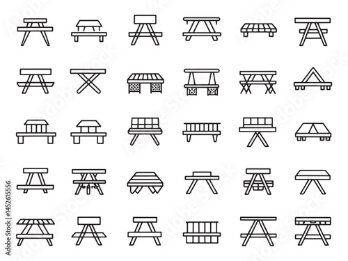 Picnic Table Icon Relaxing Family Gathering.eps