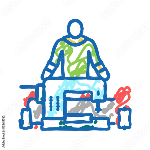 sewing alteration specialist icon doodle illustration