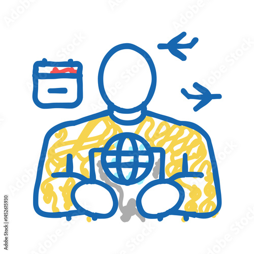 travel planner icon doodle illustration