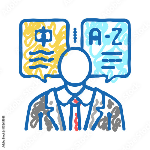 translator language business icon doodle illustration