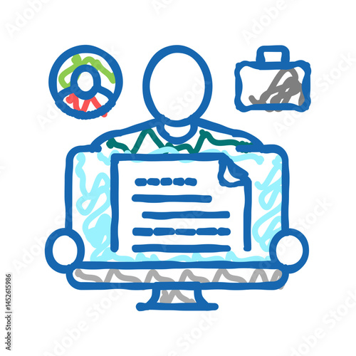resume writer icon doodle illustration