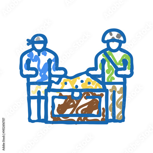 pirate treasure icon doodle illustration