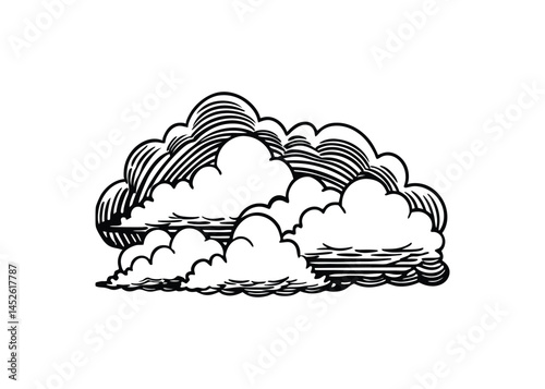 Silhouette of cloud formations isolated on a white background