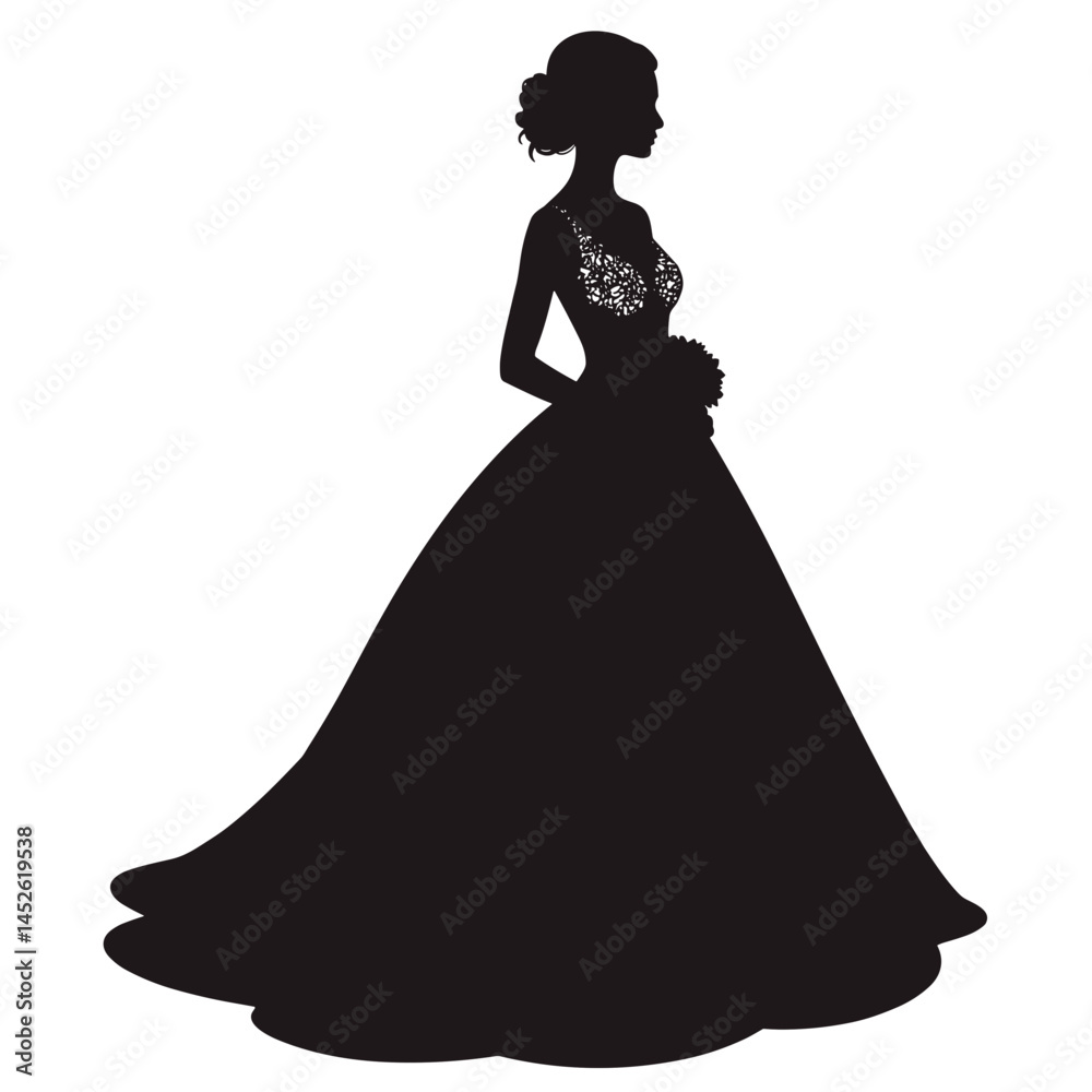 Bride silhouette in wedding dress, for invitations Bride silhouette in wedding dress, for invitations