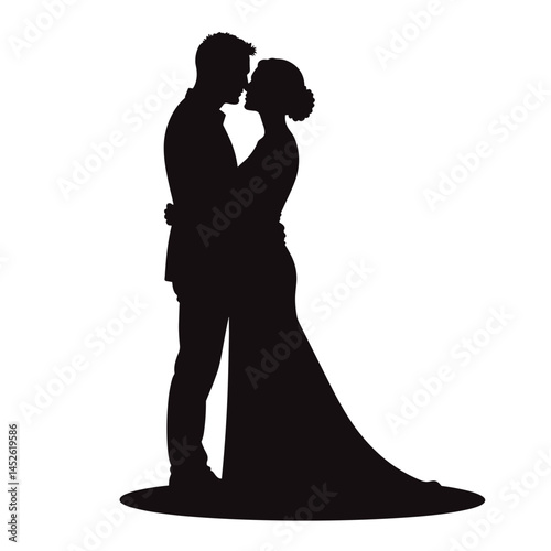 Wallpaper Mural Couple embracing, wedding silhouette, black, for invitations Torontodigital.ca