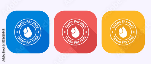 Trans fat free icon design illustration, Zero trans fat label badge sign in shadow button design
