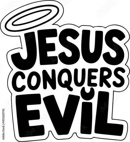 Jesus Conquers Evil Christian Graphic