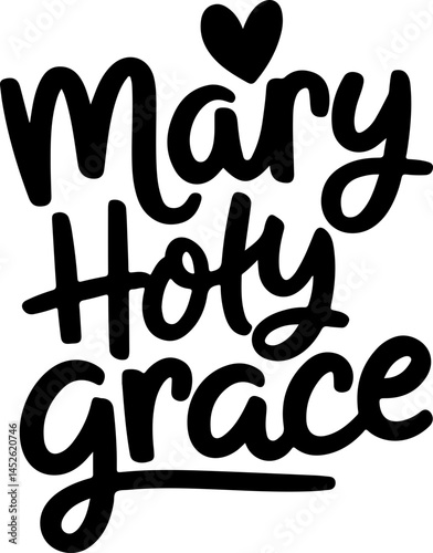 Mary Holy Grace Christian Heart Design