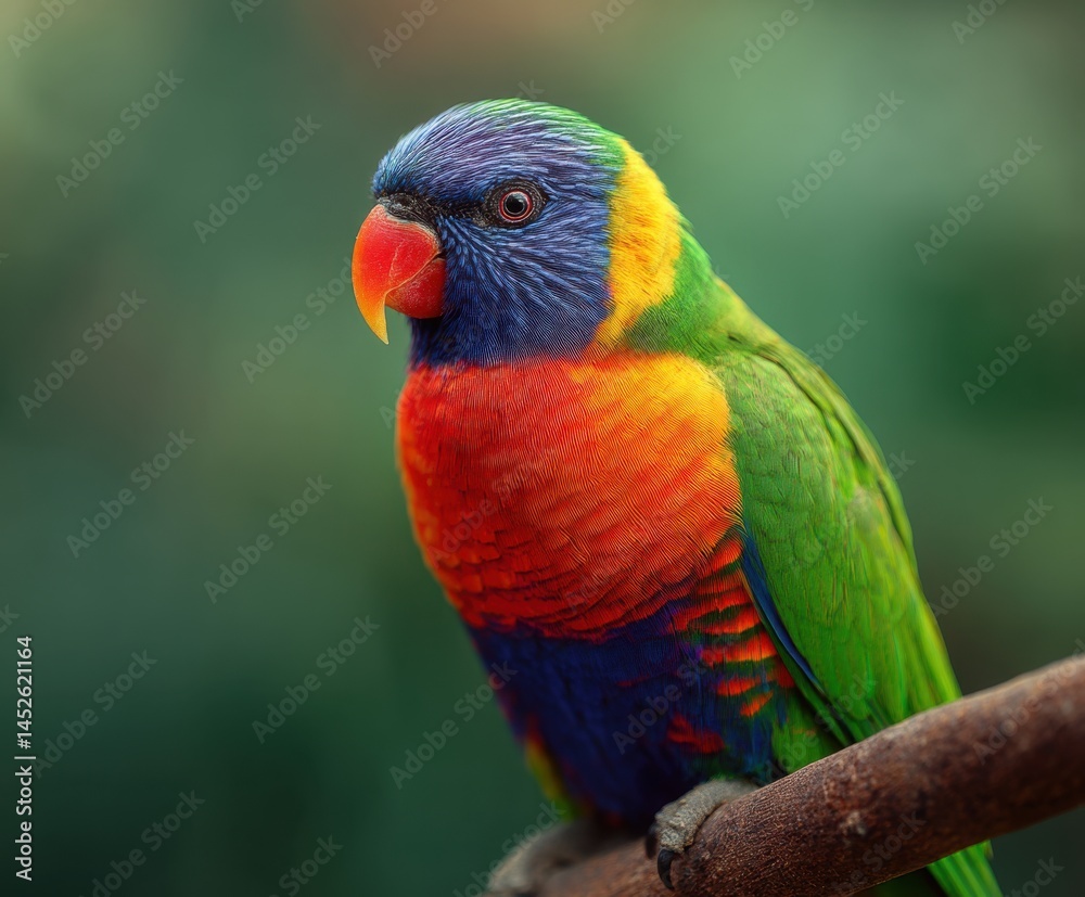Obraz premium Rainbow Lorikeet, Trichoglossus haematodus, a colorful parrot perched on a branch