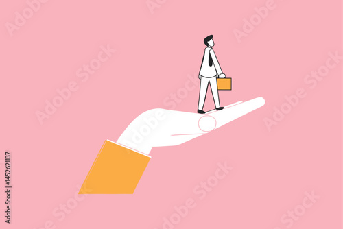 Helping Hand Support Concept for Career Development and Business Problem Solving God Hand Rescuing Businessman Overcoming Obstacles